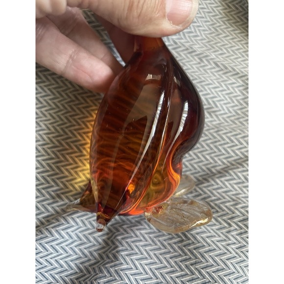 Vintage Murano Art Glass Duck 7.5"  Amber Glass - Picture 14 of 15
